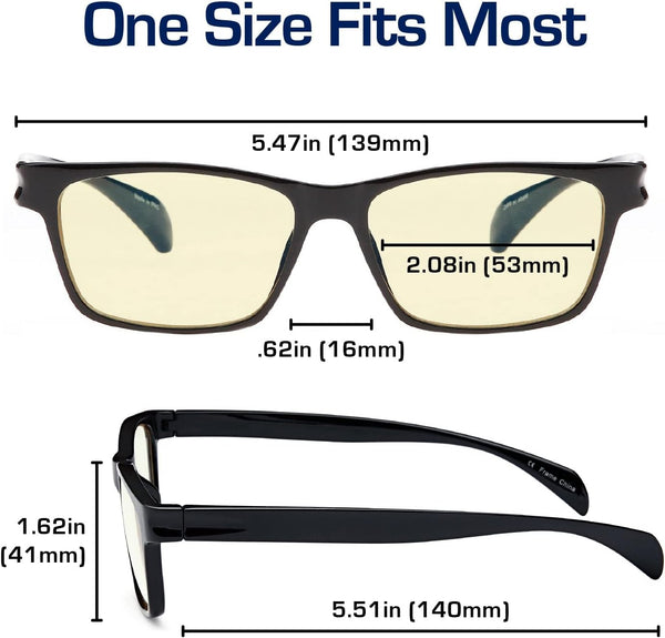 Gamma Ray Computer Blue Light Blocking Gaming Glasses w/Amber Tint and Anti Glare UV Digital Eyestrain 0.00x