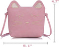 Cute Cat Crossbody Bag, 4 Pack Little Girls Purses | 1 Mini Coin Purse, Cat Headband, Elastic Hair Ties Pink