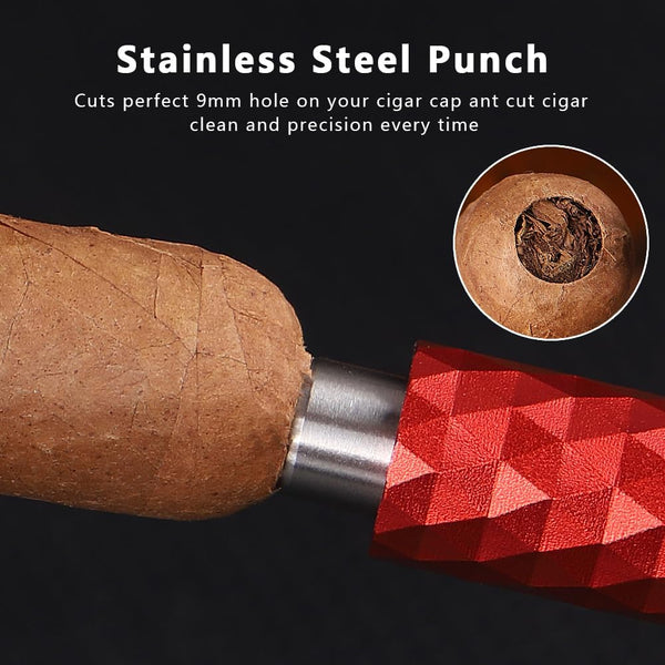 Cigar Punch Multitool 4-In-1 Cigar Draw Enhancer Tool, Twin Needle, Retractable and Screw Out Cigar Double End Punch-2 Size Blades Cigar Hole