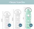 Lifefactory 22-Ounce Glass Water Bottle with Active Flip Cap and Protective Silicone Sleeve, Mint
