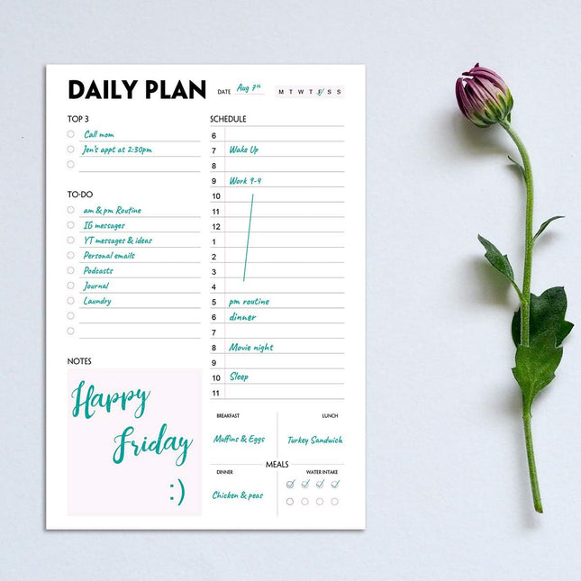 Daily Planner Notepad - A5 Calendar, Scheduler, Organizer with Priority, to Do L