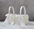 ATAILOVE 2 PCS Flower Girl Baskets Set- Cute Cherish Wedding Flower Baskets (Ivory) | Simple Bow Series,Flower Basket for Wedding Ceremony 2 Baskets