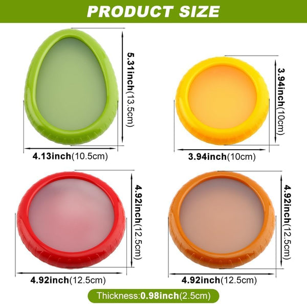 T-Raputa Avocado Saver and Tomato Holder - Set of 4 Reusable Storage Containers for Fridge - Ideal for Garlic, Onions, Lemons, and Potatoes Red,