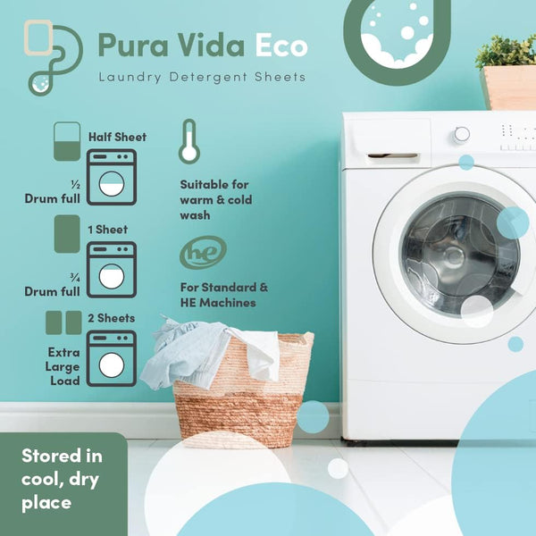Laundry Detergent Sheets - 30 Sheets (up to 60 Loads) - Unscented - Ideal for Travel, Baby Clothes - Compact, Liquidless, Hypoallergenic,