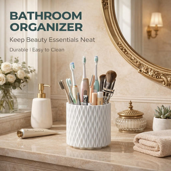 Makeup Brush Holder Organizer - 360ÃÂ° Rotating Makeup Brush Organizer 5 Slot Make up Brushes Cup for Cosmetics, Lipsticks, Bathroom Vanity Desktop