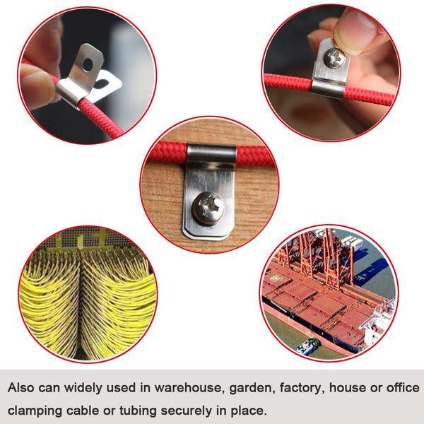 100 Pcs Fence Wire Clamps, Stainless Steel Wire Clips Mount Welded Wire to Vinyl, Wood or Metal Fence (for 12-16 Gauge Wire Fencing) 100 Pcs Clamps