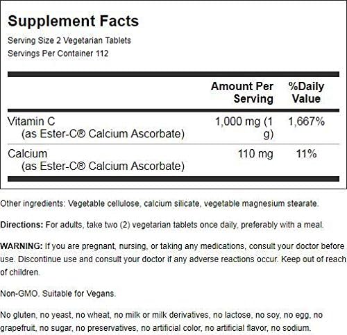 Ester-C American Health Vitamin C 500 Mg Coated Tablets, Immune System Booster, 