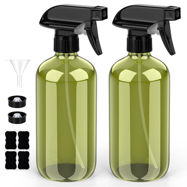 Glass Spray Bottle, Olive Green Glass Spray Bottle Set & Accessories for Non-Toxic Window Cleaners Aromatherapy Facial Hydration Watering Flowers
