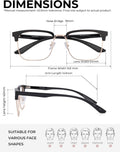 ZanyLen Blue Light Glasses Men Rectangle Large Browline Computer Gaming Glasses 01-52179-gold Clear