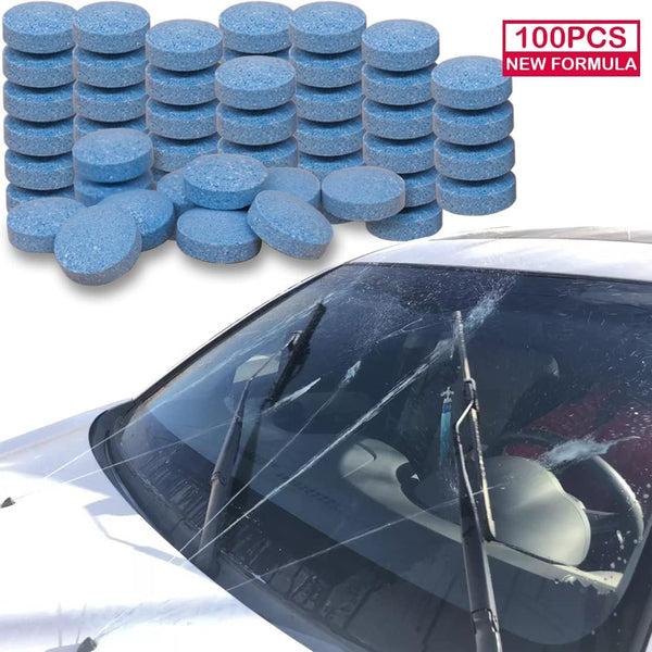 100 Pieces Car windshield washer fluid Concentrated Clean Tablets,New Formula windshield wiper fluid Solid Effervescent Tablet.Remove glass