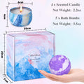 Bath Bombs Gift Set - 5 Large Fizzy Spa Bombs with 4 Scented Candles for Women - Moisturizing Bubble Bath with Essential Oils for Valentine's,