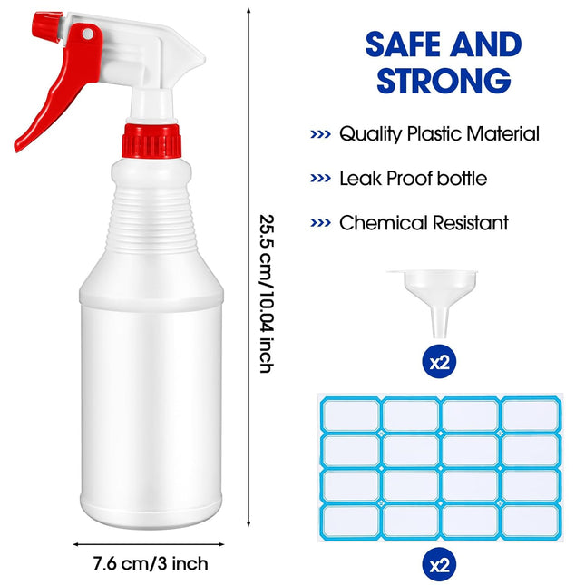 Yinder 18 Pcs 16 Oz Plastic Spray Bottle Bulk Empty Refillable Spray Bottles for Cleaning Solution Leak Proof Water Spra