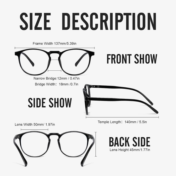 Blue Light Glasses For Woman/Men Blue Light Blocking Glasses, Retro Round Anti Eyestrain Computer Glasses L31blacktou clear