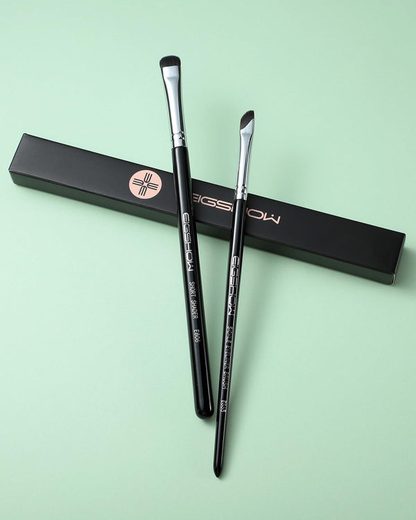 EIGSHOW Eyeshadow Smudge Brush & Eyeliner Brush, High-End Precision Eye Makeup Tools for Blending Cat Eye, Winged Liner (E865&E806) Black+E806