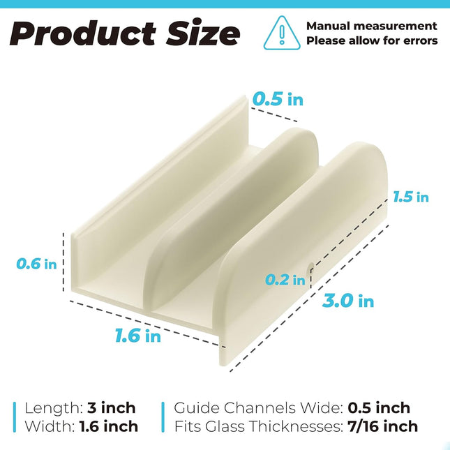 M6219 Sliding Shower Door Bottom Guide Fits for Sliding Shower Door (Top Hung) Tub Enclosure Systems, 1/2 in Channels fo