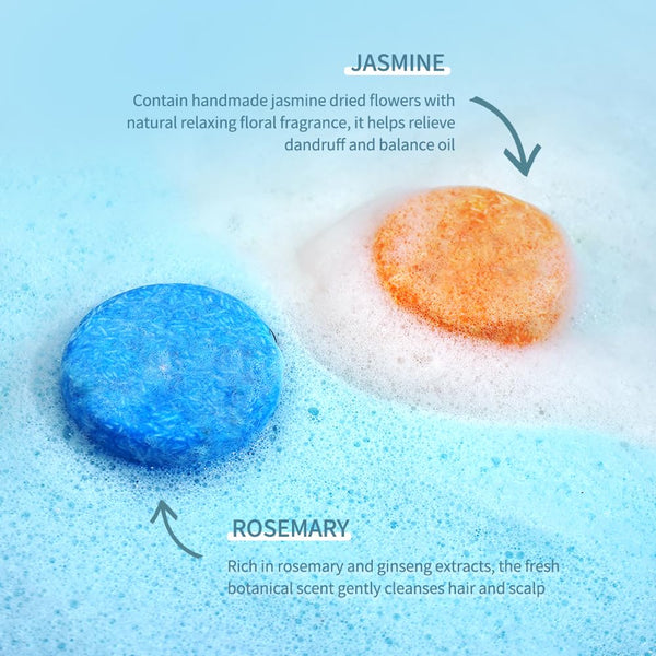 LIYALAN Shampoo Bar for Hair Solid Soap(2 Pack) Rosemary and Jasmine Shampoo Bar,Deep Cleansing Hair Shampoo for Fine Oily Hair Rosemary+Jasmine