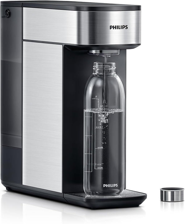 PHILIPS Glass Water Bottles, Reusable Clear Glass Bottles with Lids, Stainless Steel Cap Juice Bottles BPA Free Food Grade & Leakproof Travel