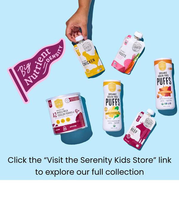 Serenity Kids Organic Baby Food Pouches, 5g Protein, 3.5 Oz, 6 Pack | 5g Protein, No Added Sugar, Savory Meat Pouches, Baby Snacks, Toddler Food,