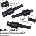Right Angle Drill Adaptor,4-in-1 Impact Drill Bit Extension,360° Rotatable 1/4 3/8 1/2" Impact Grade Socket Adapter Set,105 Degree Angle
