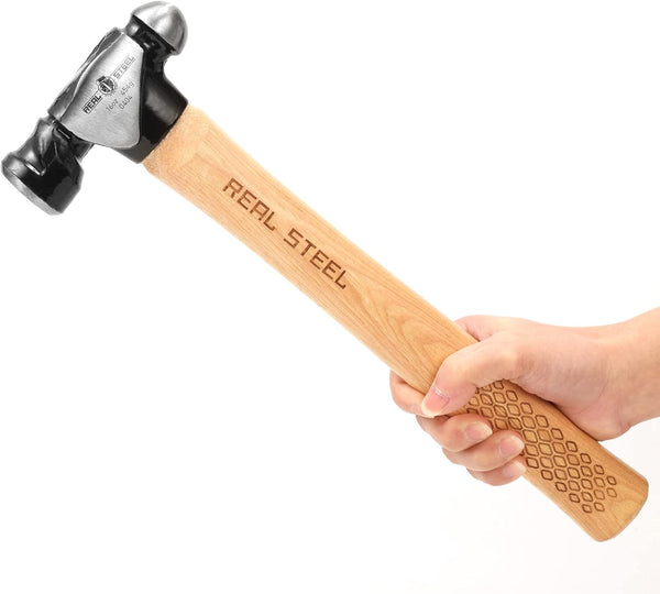 REAL STEEL Ball Peen Hammer with Genuine Hickory Wood Handle 16Oz/1 LB Forged Steel Head Ball Pein Hammer 0404 16 oz