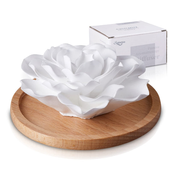 Passive Essential Oil Diffuser,Aromatherapy Passive Mini Ceramic Essential Oil Small Diffuser for Desk Office Home Gift (Roses)