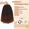 Passion Twist Hair - 12 Inch Water Wave Crochet Hair 8 Packs Short Crochet Braids Passion Twists Braiding Hair Bohemian Synthetic Hair Extension