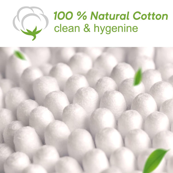 800 Count Bamboo Cotton Swabs - Natural Organic Cotton Buds with Double Tips, Hypoallergenic, Biodegradable Swabs for Ear Cleaning, Beauty &