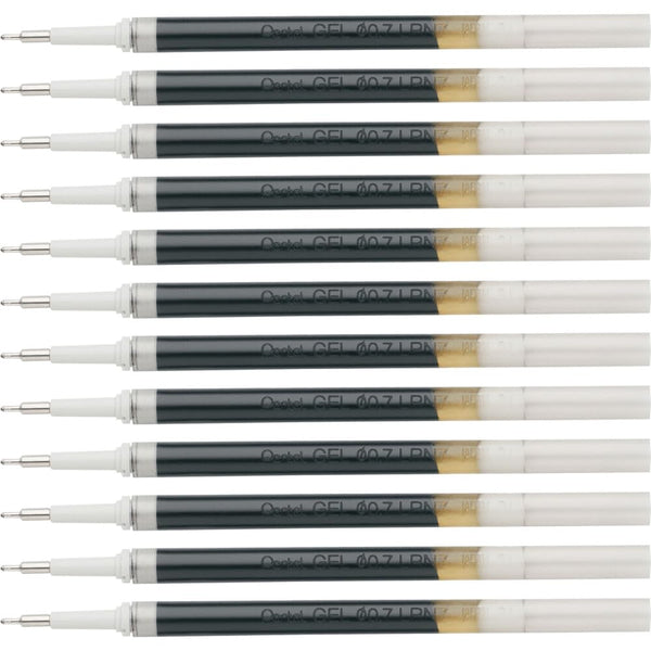 Pentel Refill Ink for EnerGel Liquid Gel Pen, (0.7mm), Medium Line, Needle Tip, Black Ink, Box of 12 (LRN7-A) 12 Count (Pack of 1)