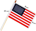 Small American Flags on Stick 5x8 Inch/12 Pack - Mini Ameirican Flags/Handheld American Wooden Stick Flag with Safe Spear Top for July 4th