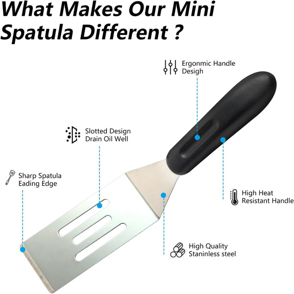 【2 Pack】 Small Metal Spatula Set, Mini Stainless Steel Serving Spatulas for Kitchen Use, Ideal for Flipping Pancake, Brownie, Cookie, Cake, Egg –