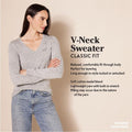 Amazon Essentials Women's Lightweight Long-Sleeve V-Neck Sweater Regular Teal Heather Small