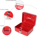 Small Cash Box with Lock and Slot - Jssmst Metal Coin Bank Piggy Bank for Adults and Kids, Red(SMCB0303N) Red XS(4.92")-slot