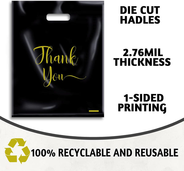 MLAFLY Thank You Bags for Business Small, 100 Pack Plastic Shopping Bags for Small Business, Merchandise Bags for Packaging Products, Retail