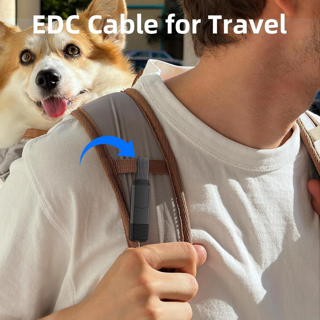 Multi Keychain Charging Cable Travel Portable Charger Cable Magnetic 4 in 1 USB C Cable Compatible with IP 15/15 Pro/ 15 Plus/ 15 Pro Max/Macbook/Galaxy (Lava Black)