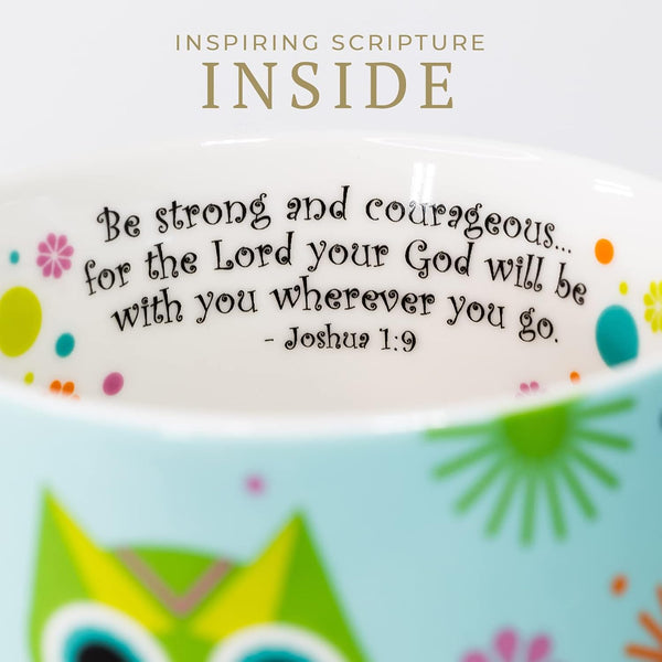 Divinity Boutique Owl Mug - Inspirational Ceramic Coffee Mug with Scripture for Women, Mom, Friends, Owl Lovers that is Colorful and Dishwasher