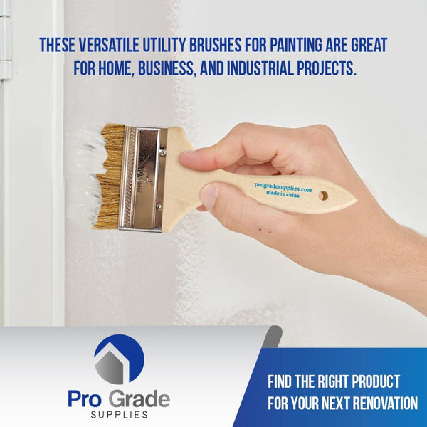 Pro Grade 4" Chip Brushes, Disposable Paint Brushes, for Sealers, 96 Pack | Natural bristle, wood handle | Bulk Pack | For Deck Stain & Fence