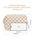 Narwey Makeup Bag Travel Toiletry Bag, Cosmetic Bag for Women Girls YB-Light Checkerboard Large