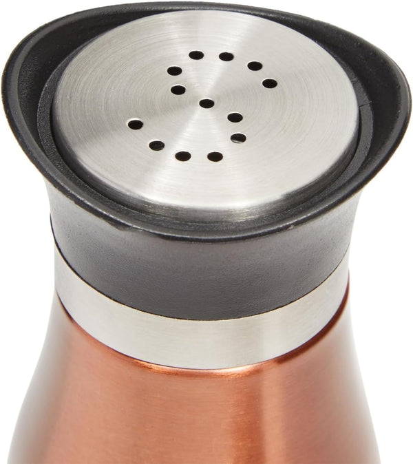Juvale Stainless Steel Copper Salt and Pepper Shakers Set with Glass Bottom, Screw-Off Caps, Perforated "S" and "P" Designs for Kitchen, 2.5 x 2.5