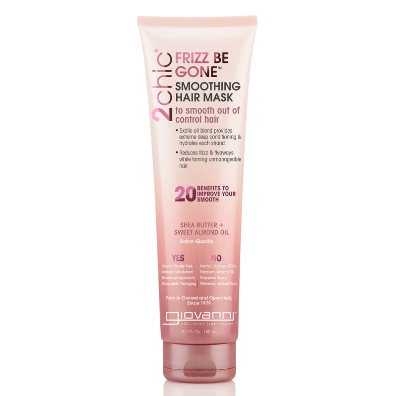 GIOVANNI Frizz Be Gone Smoothing Hair Mask, Macadamia, Color Safe, 5.1 oz | Natural Hair Smoothing Formula with Shea Butter & Sweet Almond Oil,
