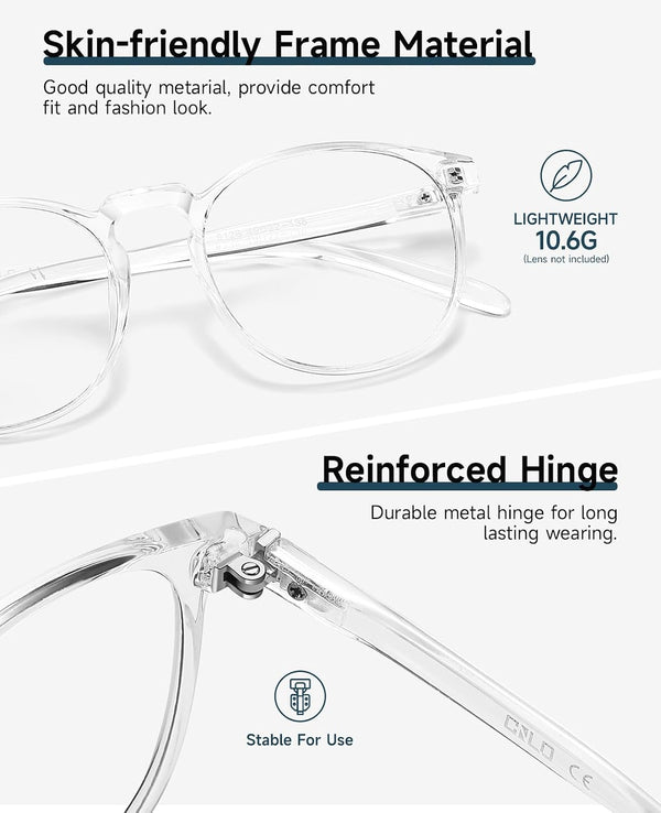 Blue Light Blocking Glasses,Computer Glasses,Anti Eyestrain, Lightweight Frame Eyeglasses,Men/Women… (Crystal)