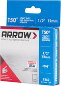 Arrow 508 Heavy Duty T50 1/2-Inch Leg Length, 3/8-Inch Crown, Staples for Upholstery, Construction, Furniture, Crafts, 1250 Count(Pack of 1) |