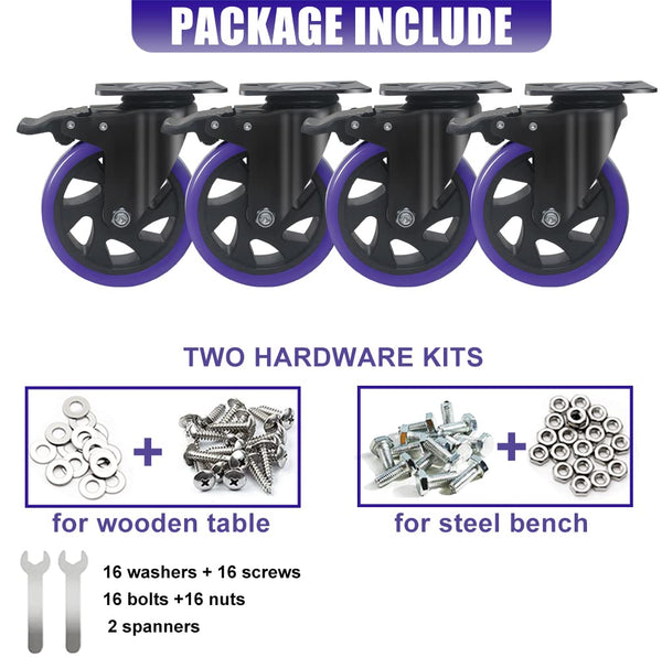 5 Inch Caster Wheels with Brake, Heavy Duty Casters Set of 4 2200lbs, Swivel Casters with Double Ball Bearings, Dual Locking Casters,Wheels for
