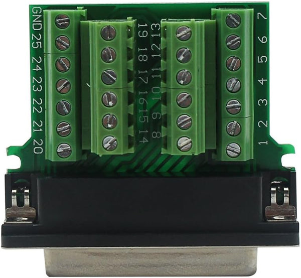DB25 Breakout Board Solder-Free Male Adapter 25-pin Port Adapter to Terminal Connector Signal Module Long Bolts and Nuts with case