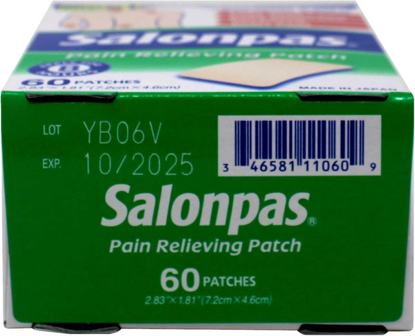 Salonpas Pain Relieving Patch, Extra Strength Topical Analgesic, 60 Ct (Pack of 2)