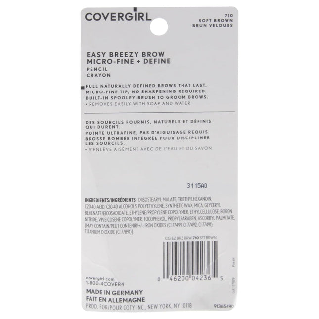COVERGIRL - Easy Breezy Brow Micro-Fine + Define Pencil, Micro-Fine Tip, No Shar