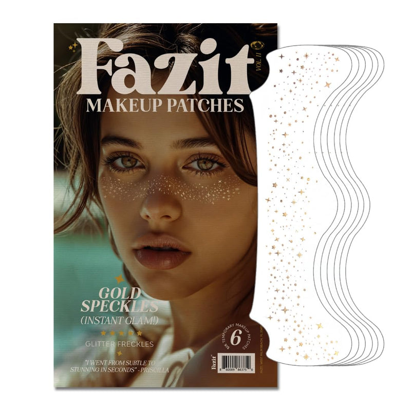 Fazit Gold Speckles - Glitter Freckle Makeup Patches - Shimmering Faux Freckles & Body Glitter - Waterproof, Long-Lasting Instant Glamour for