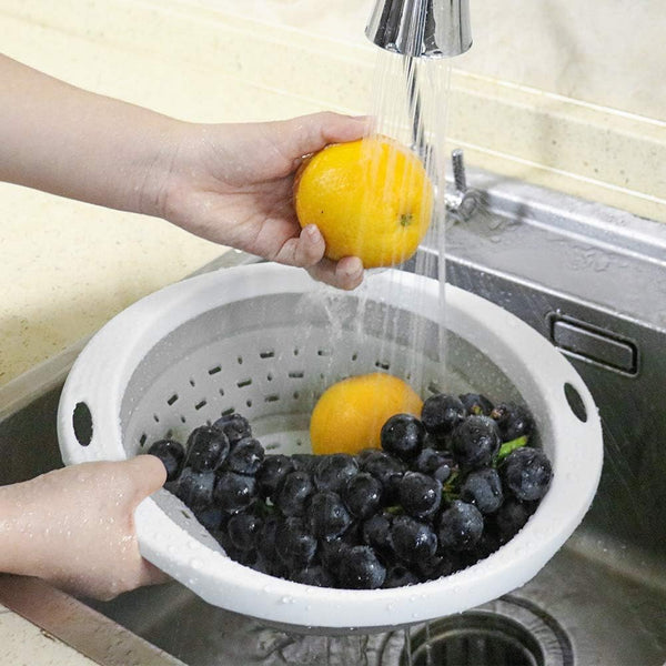 Qimh Collapsible Colander and Strainer, 5 Quart(1.25 Gal), Heavey Duty Kitchen Drainer Basket for Pasta, Veggies and Fruits, New Home Apartment