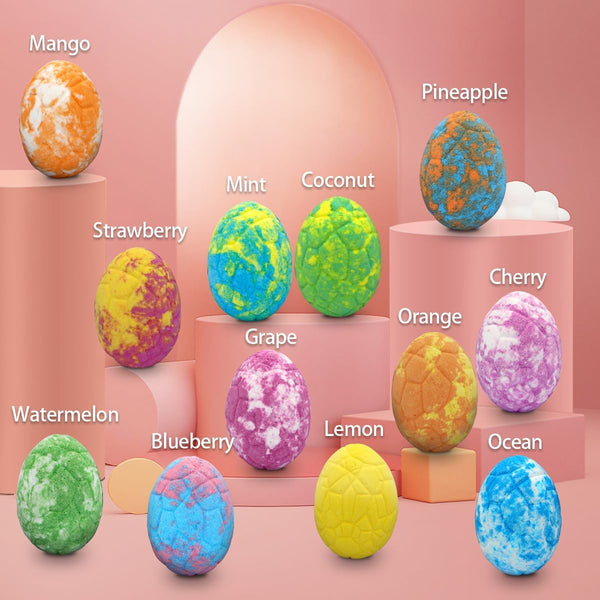 Easter Bath Bombs for Kids with Surprise Toys inside - Perfect Basket Stuffers, 12Pcs Dino Egg Bath Bombs Gift Set, Gentle and Kids Safe Bubble