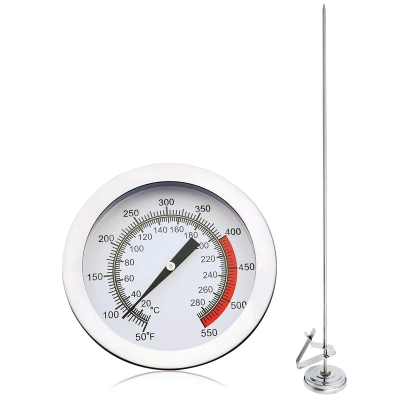 Deep Fryer/Candy/Turkey Thermometer with Clip&15 inch stem - Professional Kitchen Pot Fryer,Stainless Steel Fry Oil Thermometer for Frying,Candy