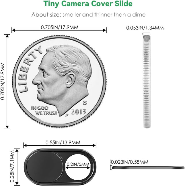 Cloudvalley Webcam Cover Slide[2-Pack], 0.023 Inch Ultra-Thin Metal Web Camera Cover for Macbook Pro, Imac, Laptop, PC, 